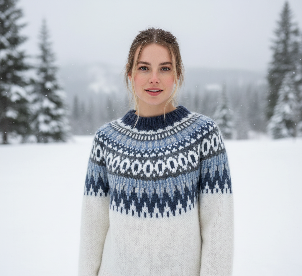 Sweter Damski | Dzianinowy Sweter Nordycki, Ciepły Zimowy Styl Casual